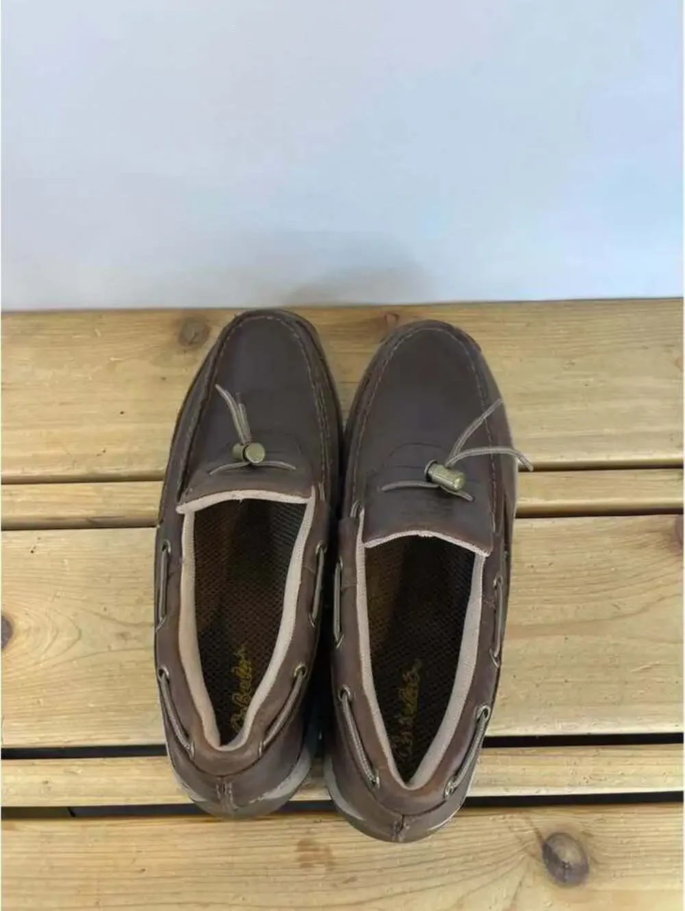 Cabela’s Guidewear Brown Leather Boat Shoes Men’s 12W Wide Toggle Slip